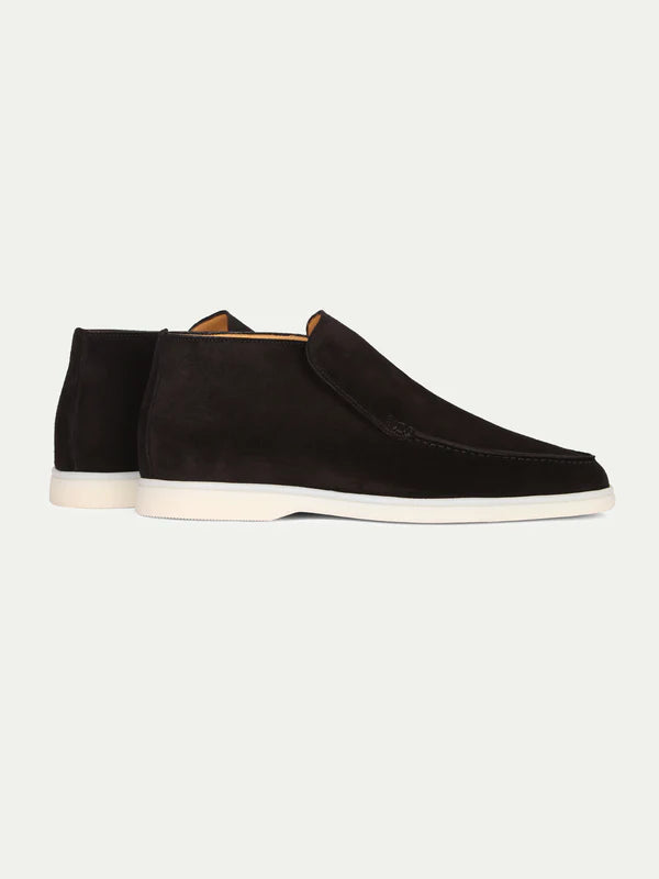 Elegance High Suede Loafers - Deep Black