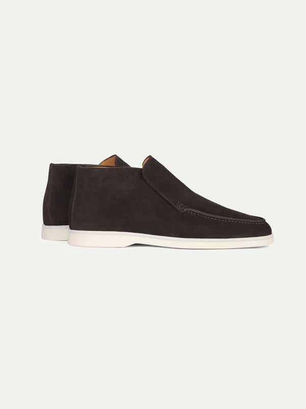 Elegance High Suede Loafers - Chocolate