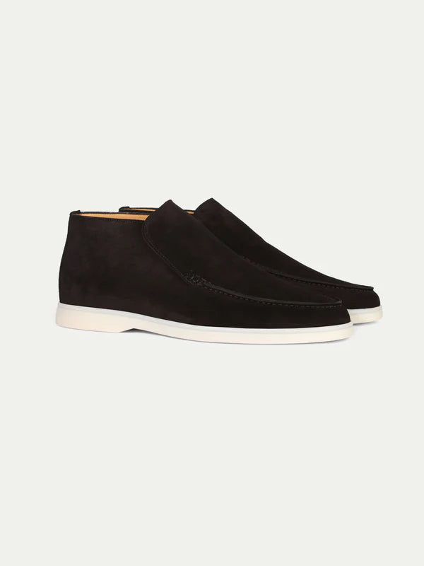 Elegance High Suede Loafers - Deep Black