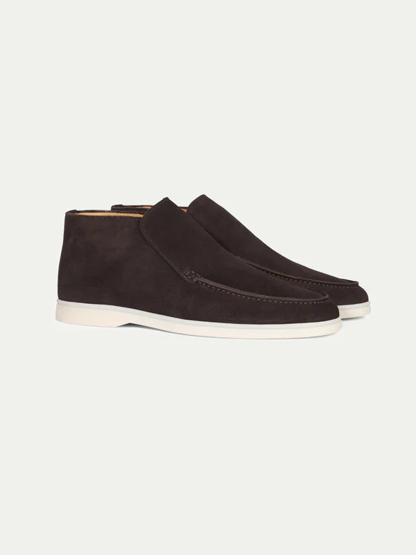 Elegance High Suede Loafers - Chocolate