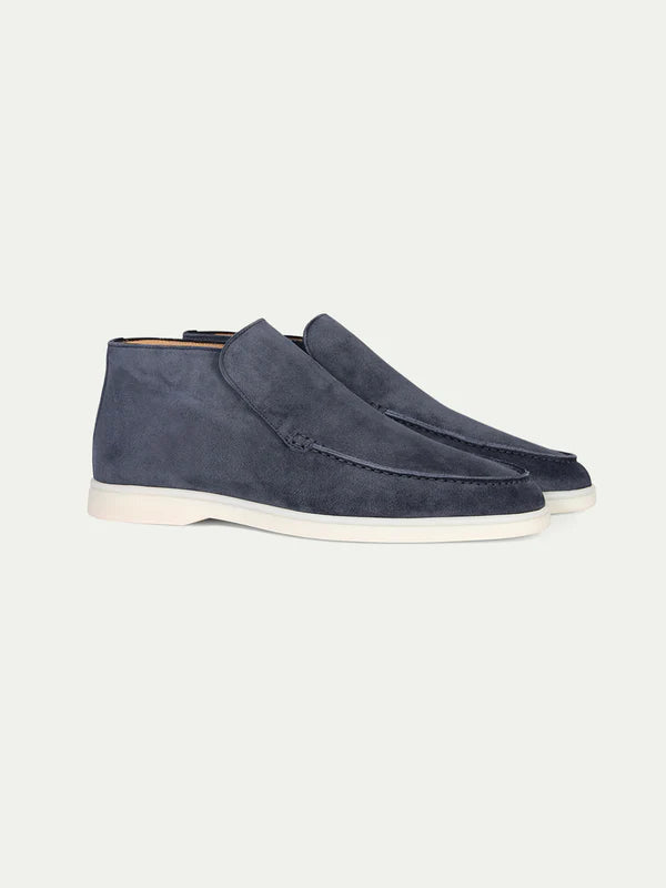 Elegance High Suede Loafers - Ocean Blue